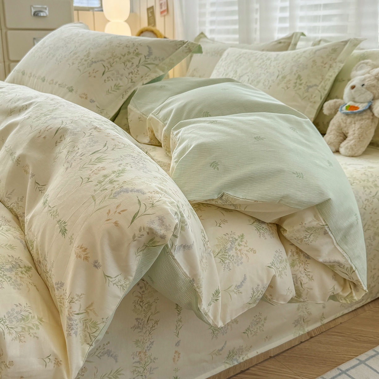 尚帛 2026新款全棉品质喷气印花爆款四件套 多规格套件 单品系列-场景一 丛草集