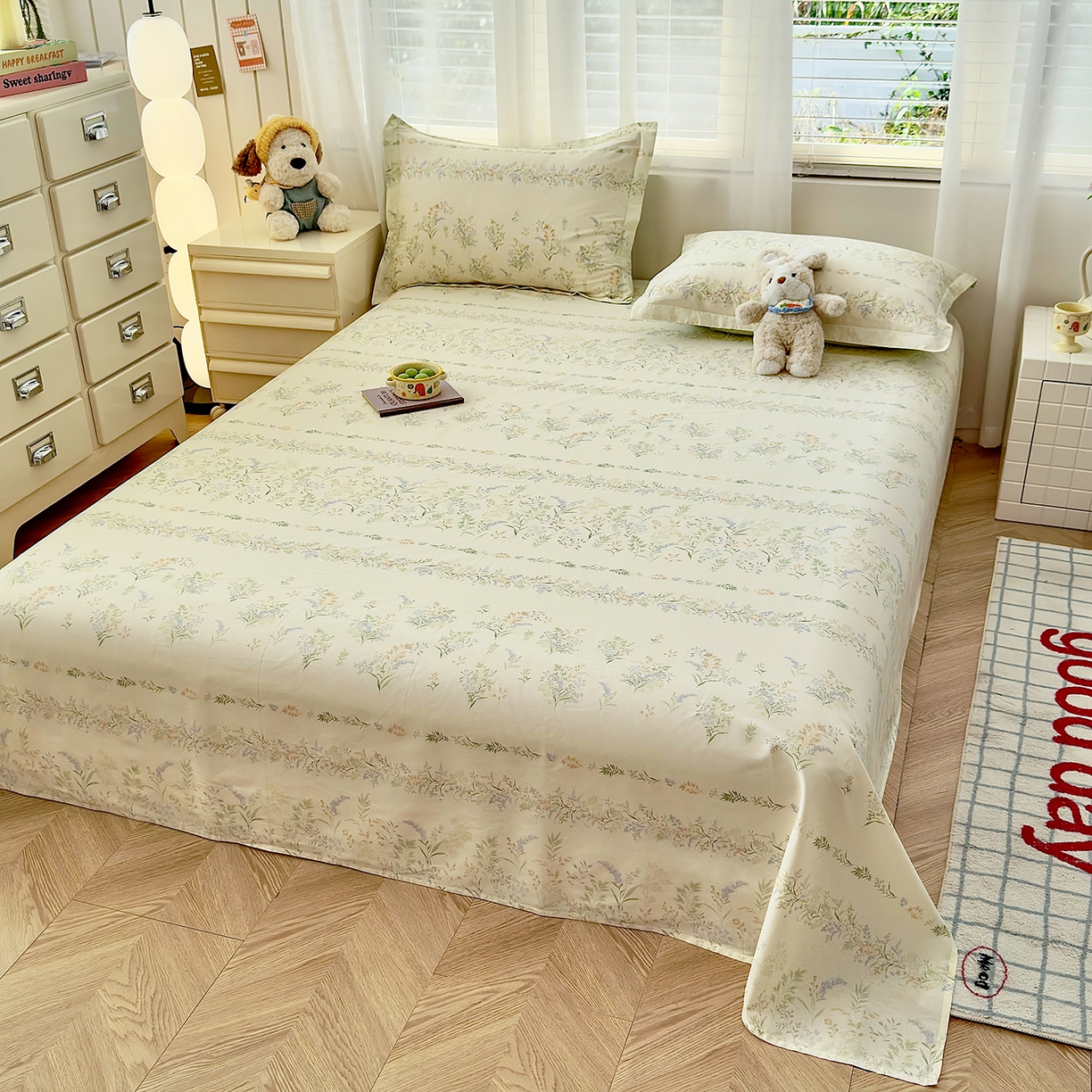 91家纺网 家纺一手货源 找家纺 尚帛 2026新款全棉品质喷气印花爆款四件套 多规格套件 单品系列-场景一 丛草集