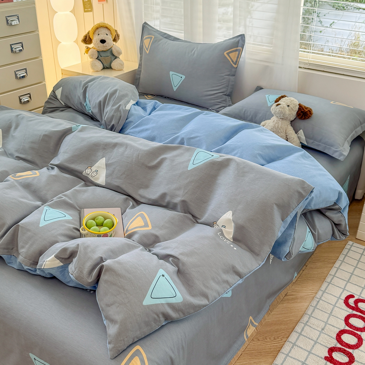 91家纺网 家纺一手货源 找家纺 尚帛 2026新款全棉品质喷气印花爆款四件套 多规格套件 单品系列-场景一 吉米