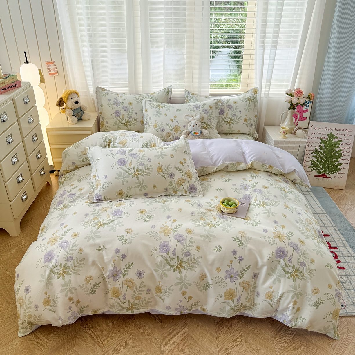 尚帛 2026新款全棉品质喷气印花爆款四件套 多规格套件 单品系列-单被套 爱的花海