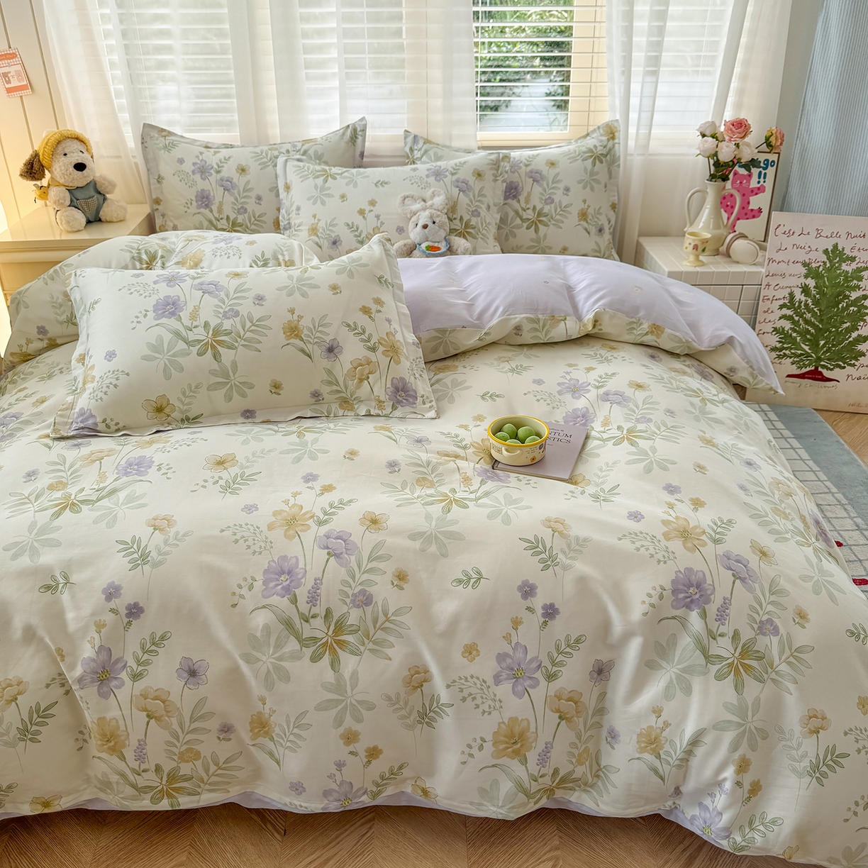 91家纺网 家纺一手货源 找家纺 尚帛 2026新款全棉品质喷气印花爆款四件套 多规格套件 单品系列-单被套 爱的花海