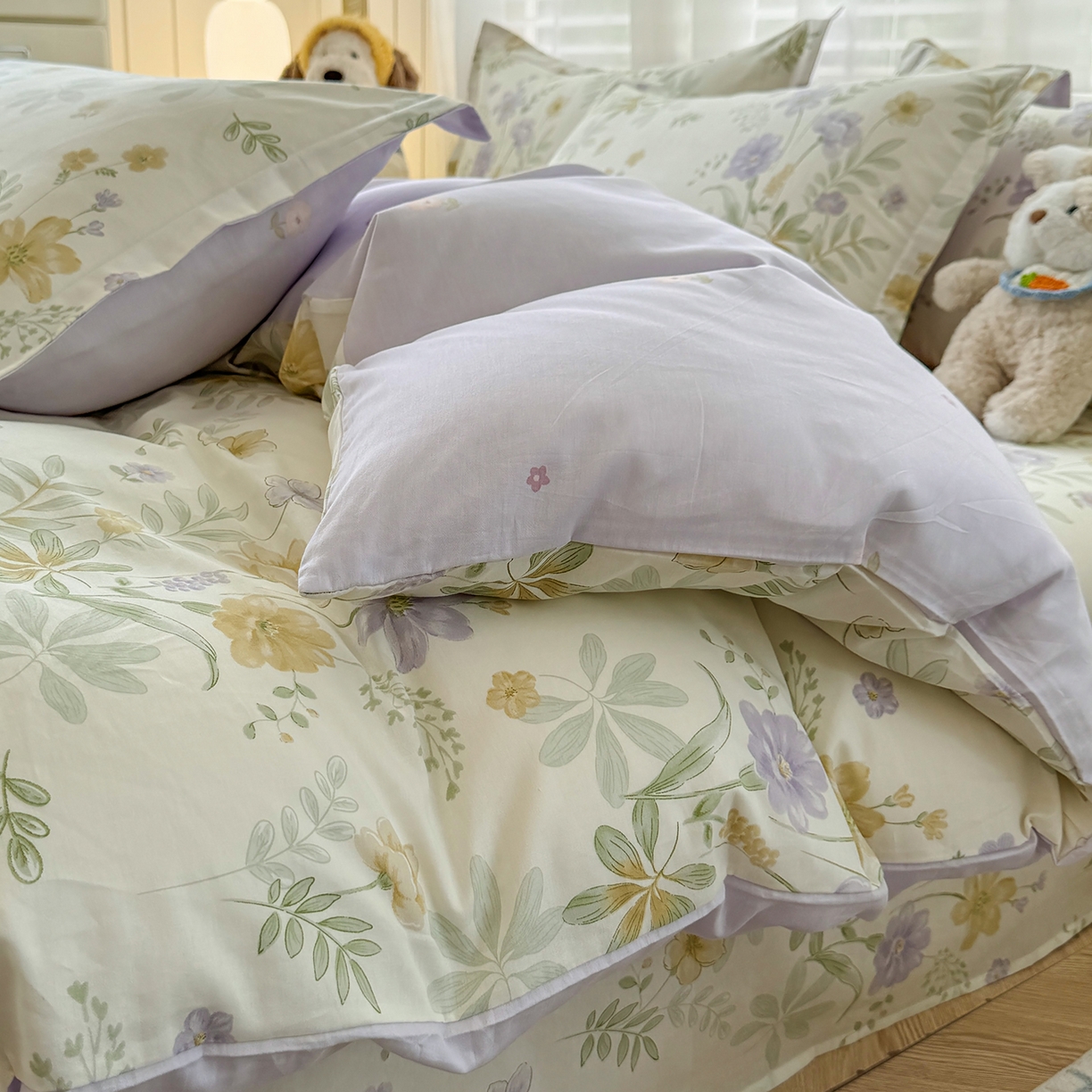 91家纺网 家纺一手货源 找家纺 尚帛 2026新款全棉品质喷气印花爆款四件套 多规格套件 单品系列-单被套 爱的花海