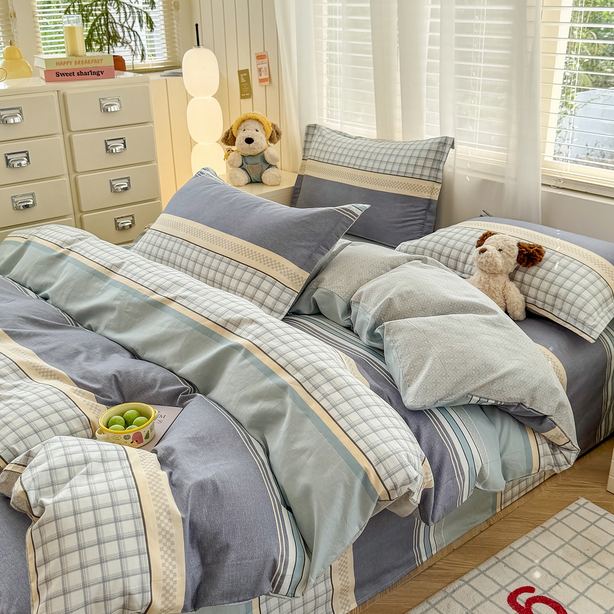 91家纺网 家纺一手货源 找家纺 尚帛 2026新款全棉品质喷气印花爆款四件套 多规格套件 单品系列-单被套 爱之艺术-灰