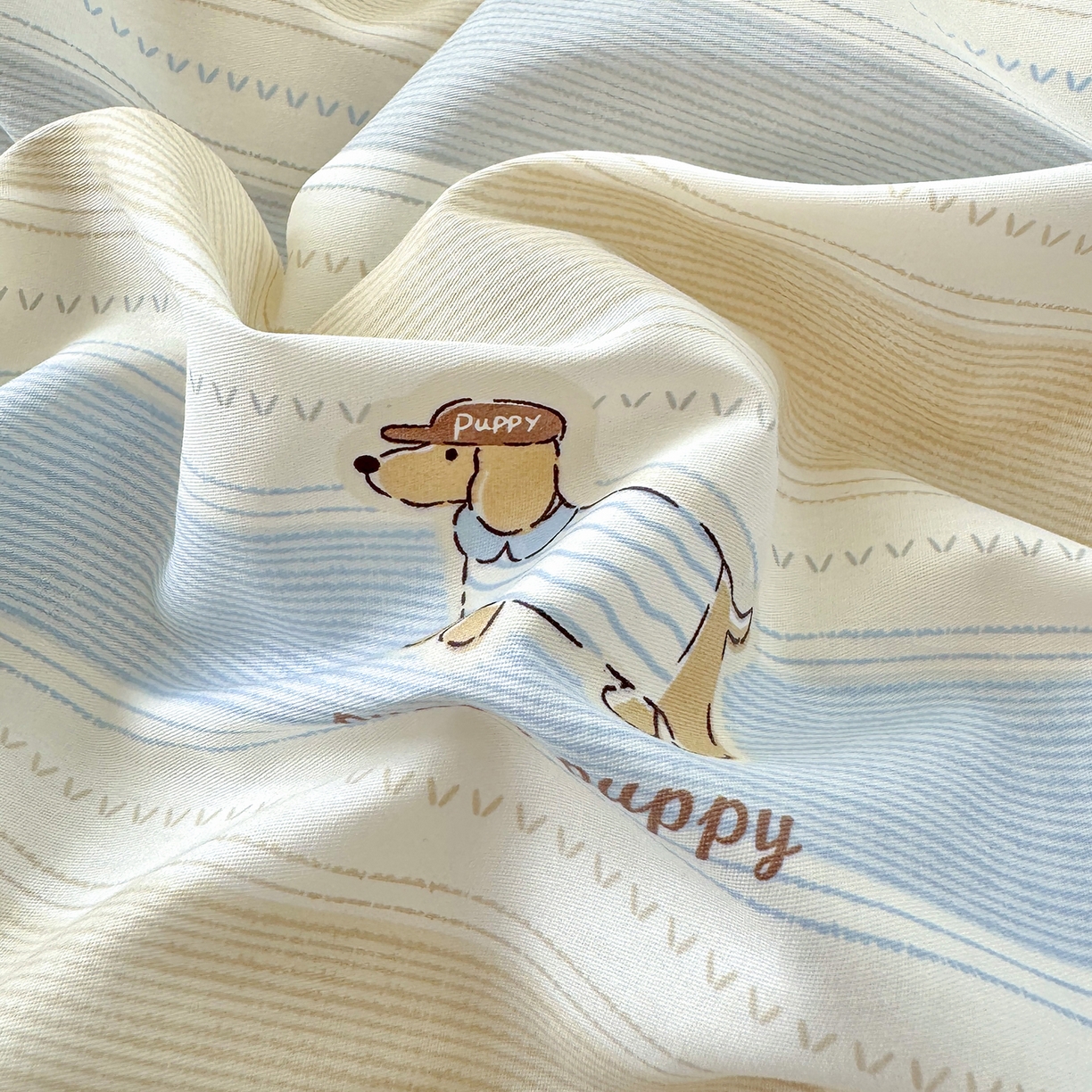 91家纺网 家纺一手货源 找家纺 尚帛 2026新款全棉品质喷气印花爆款四件套 多规格套件 单品系列-单被套 奔跑小狗