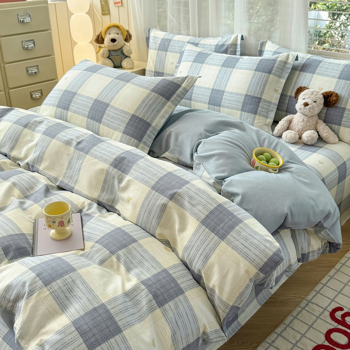 91家纺网 家纺一手货源 找家纺 尚帛 2026新款全棉品质喷气印花爆款四件套 多规格套件 单品系列-单被套 初心-灰