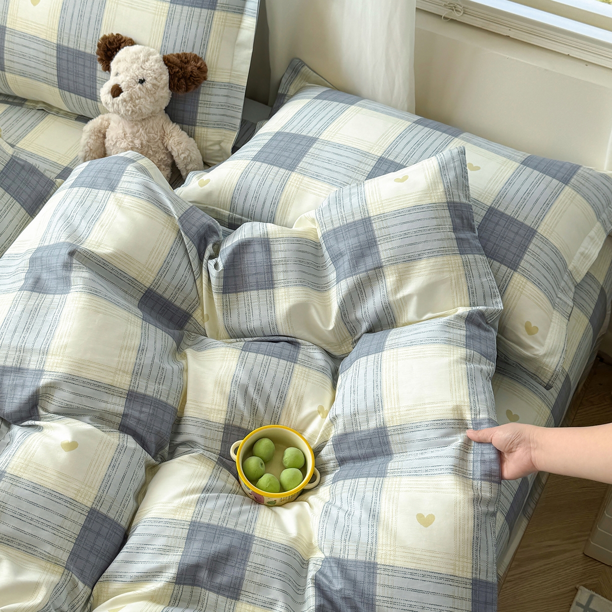 91家纺网 家纺一手货源 找家纺 尚帛 2026新款全棉品质喷气印花爆款四件套 多规格套件 单品系列-单被套 初心-灰