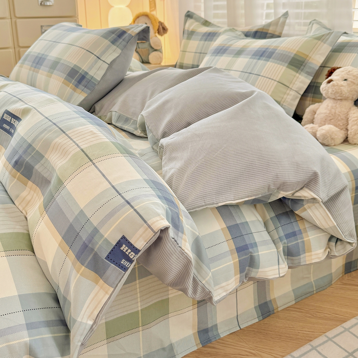 91家纺网 家纺一手货源 找家纺 尚帛 2026新款全棉品质喷气印花爆款四件套 多规格套件 单品系列-单被套 格兰德-蓝