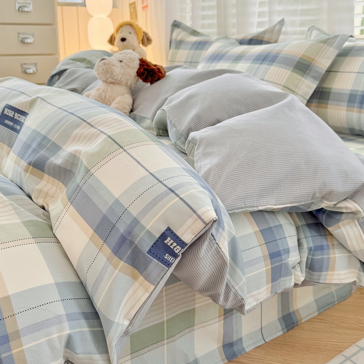 91家纺网 家纺一手货源 找家纺 尚帛 2026新款全棉品质喷气印花爆款四件套 多规格套件 单品系列-单被套 格兰德-蓝