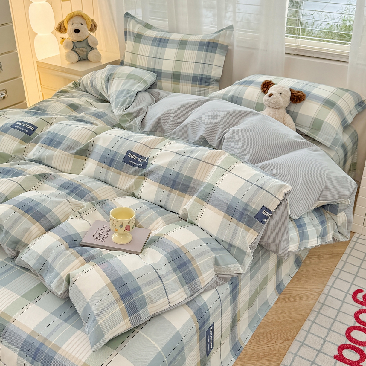 91家纺网 家纺一手货源 找家纺 尚帛 2026新款全棉品质喷气印花爆款四件套 多规格套件 单品系列-单被套 格兰德-蓝