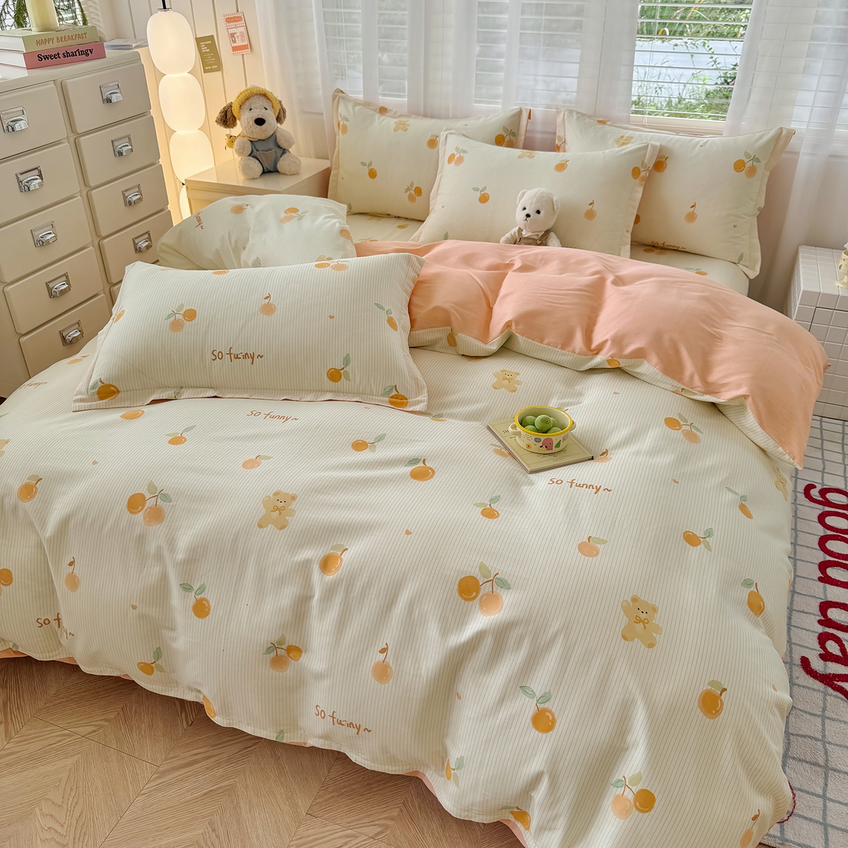 91家纺网 家纺一手货源 找家纺 尚帛 2026新款全棉品质喷气印花爆款四件套 多规格套件 单品系列-单被套 欢乐碰碰熊