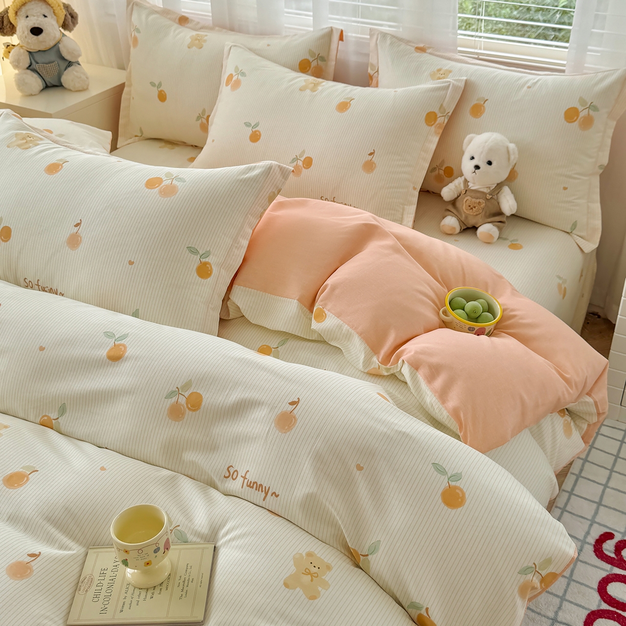 91家纺网 家纺一手货源 找家纺 尚帛 2026新款全棉品质喷气印花爆款四件套 多规格套件 单品系列-单被套 欢乐碰碰熊
