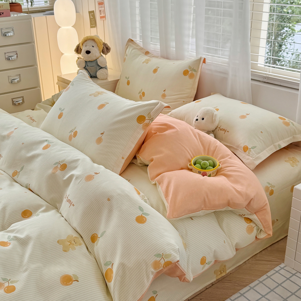 91家纺网 家纺一手货源 找家纺 尚帛 2026新款全棉品质喷气印花爆款四件套 多规格套件 单品系列-单被套 欢乐碰碰熊
