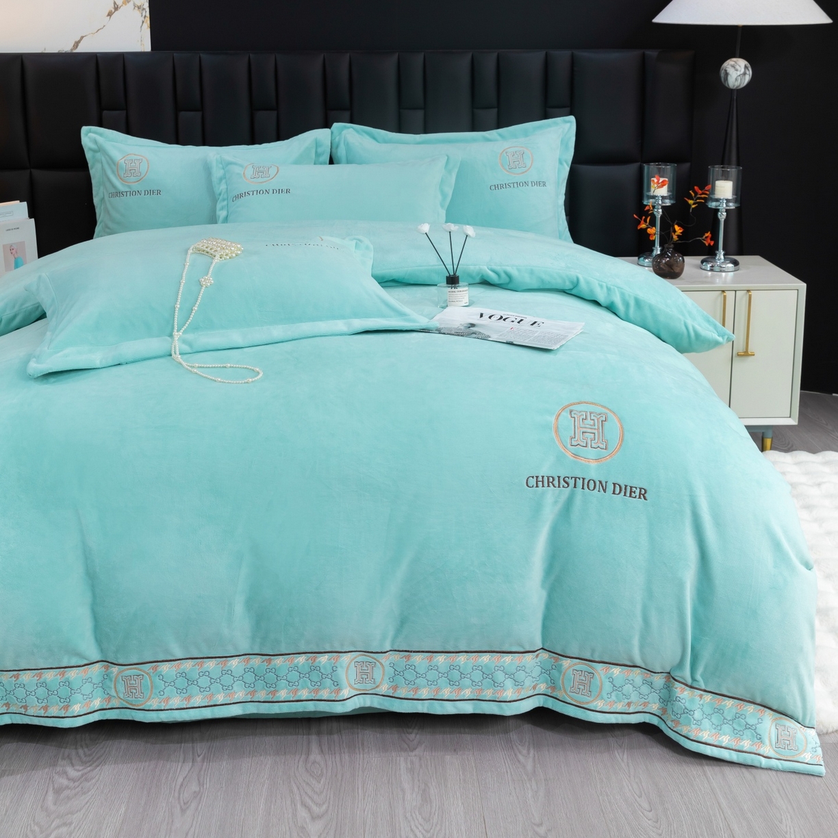 91家纺网 家纺一手货源 找家纺 （总）好漂靓家纺 2025新款75D全光慕丝绒保暖四件套-摩登时代