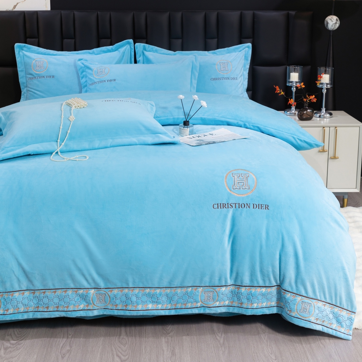 91家纺网 家纺一手货源 找家纺 （总）好漂靓家纺 2025新款75D全光慕丝绒保暖四件套-摩登时代