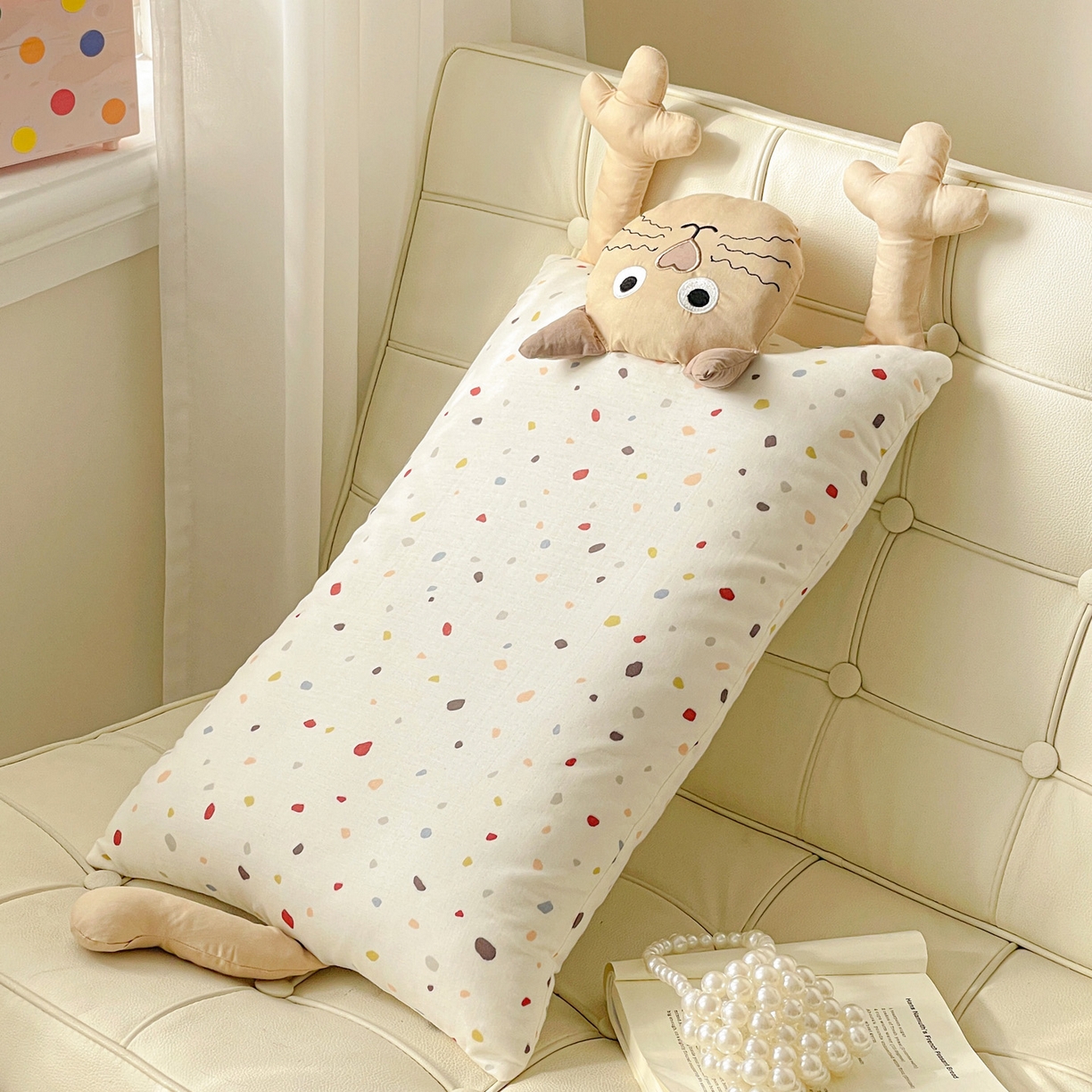 91家纺网 家纺一手货源 找家纺 亦帆枕芯 2025新款爆款哇塞猫羽丝绒枕芯加枕套成人儿童枕芯枕套 哇塞猫-卡其【羽丝绒款】