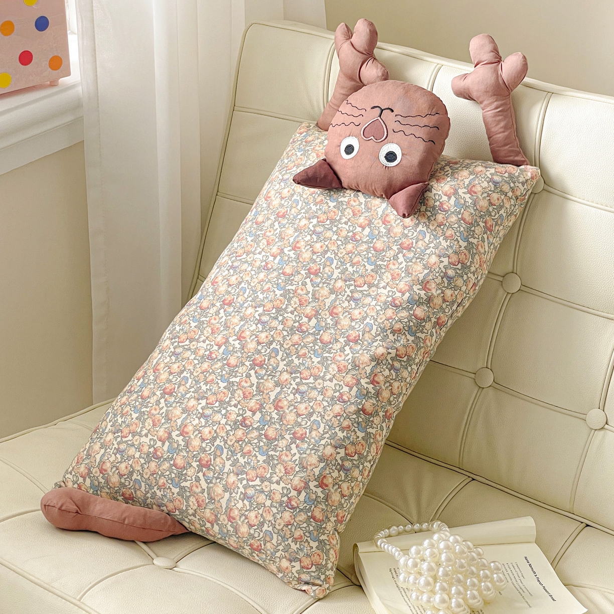 91家纺网 家纺一手货源 找家纺 亦帆枕芯 2025新款爆款哇塞猫羽丝绒枕芯加枕套成人儿童枕芯枕套 哇塞猫-咖【羽丝绒款】