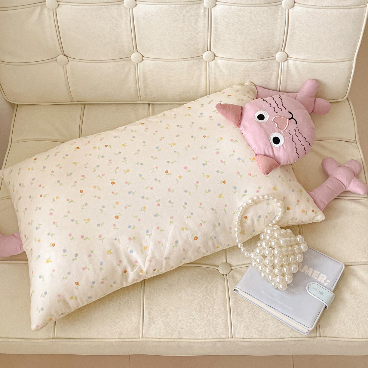 91家纺网 家纺一手货源 找家纺 亦帆枕芯 2025新款爆款哇塞猫羽丝绒枕芯加枕套成人儿童枕芯枕套 哇塞猫-粉【羽丝绒款】