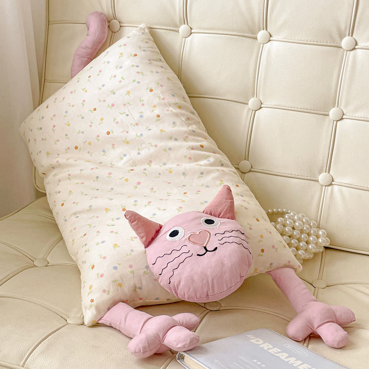 91家纺网 家纺一手货源 找家纺 亦帆枕芯 2025新款爆款哇塞猫羽丝绒枕芯加枕套成人儿童枕芯枕套 哇塞猫-粉【羽丝绒款】