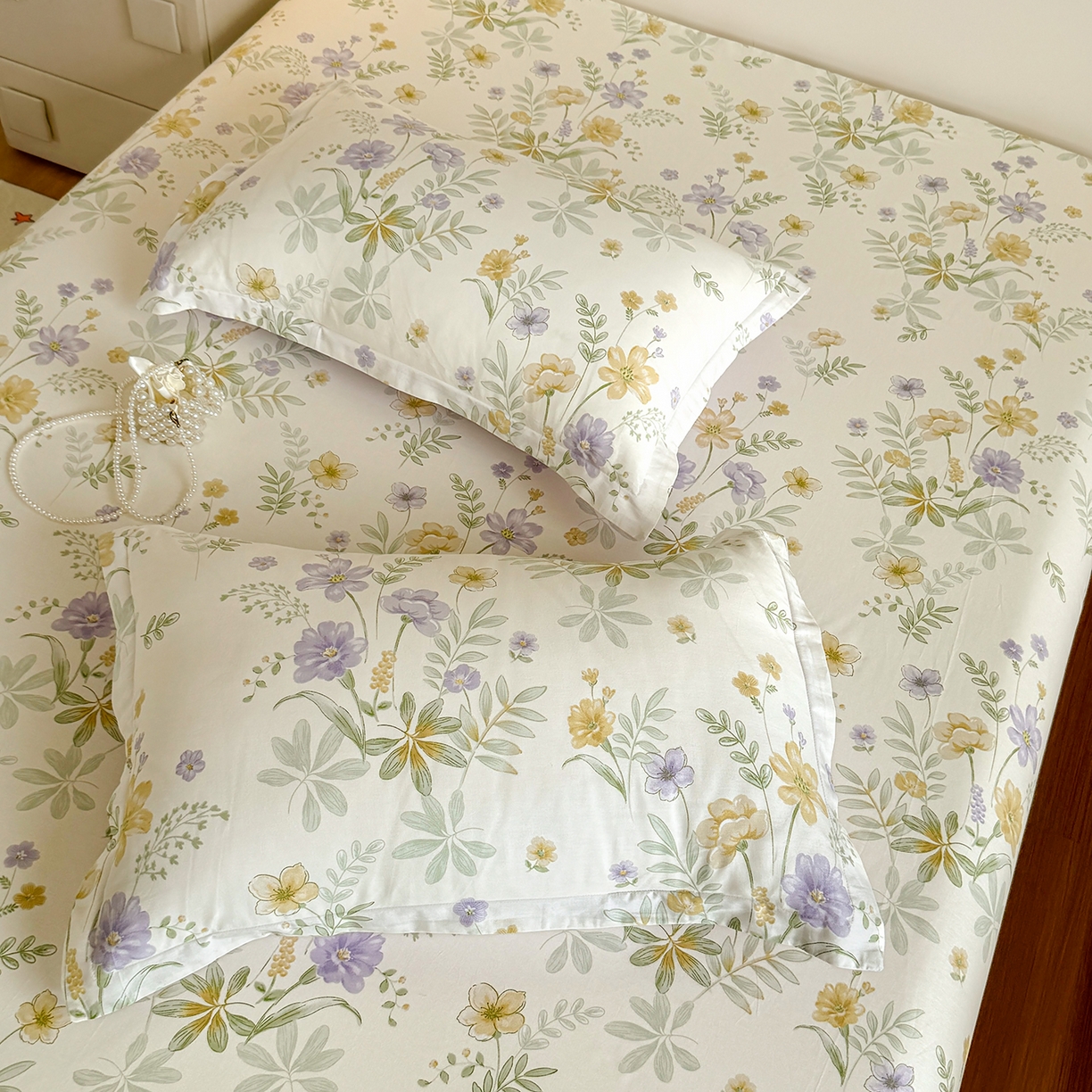 91家纺网 家纺一手货源 找家纺 尚帛 2026新款全棉品质喷气印花爆款四件套 多规格套件 单品系列-单床笠 爱的花海