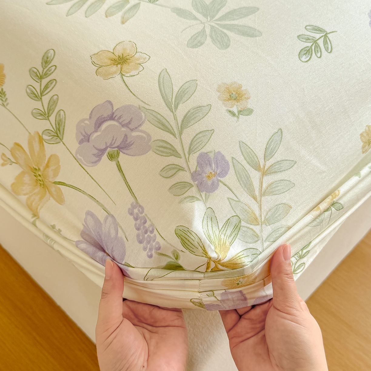 91家纺网 家纺一手货源 找家纺 尚帛 2026新款全棉品质喷气印花爆款四件套 多规格套件 单品系列-单床笠 爱的花海