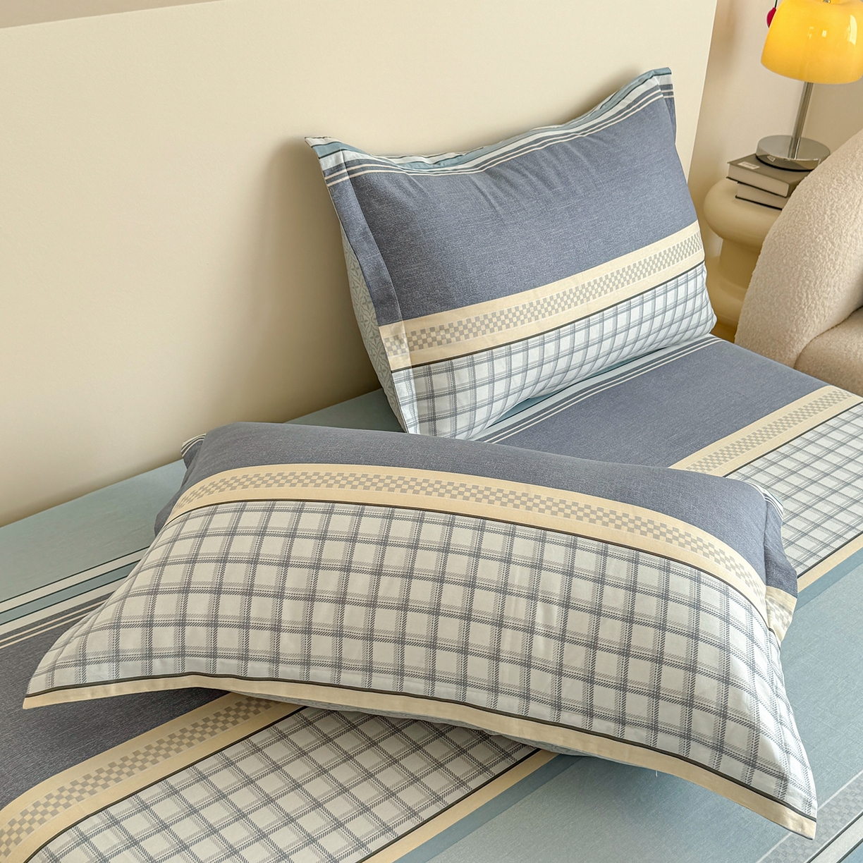 91家纺网 家纺一手货源 找家纺 尚帛 2026新款全棉品质喷气印花爆款四件套 多规格套件 单品系列-单床笠 爱之艺术-灰