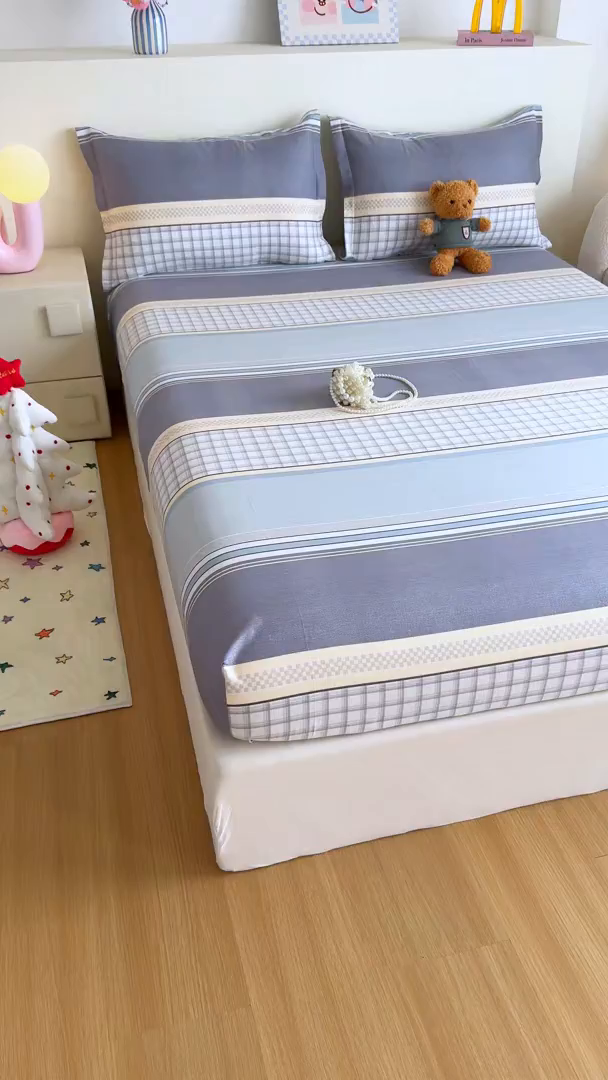 91家纺网 家纺一手货源 找家纺 尚帛 2026新款全棉品质喷气印花爆款四件套 多规格套件 单品系列-单床笠 爱之艺术-灰