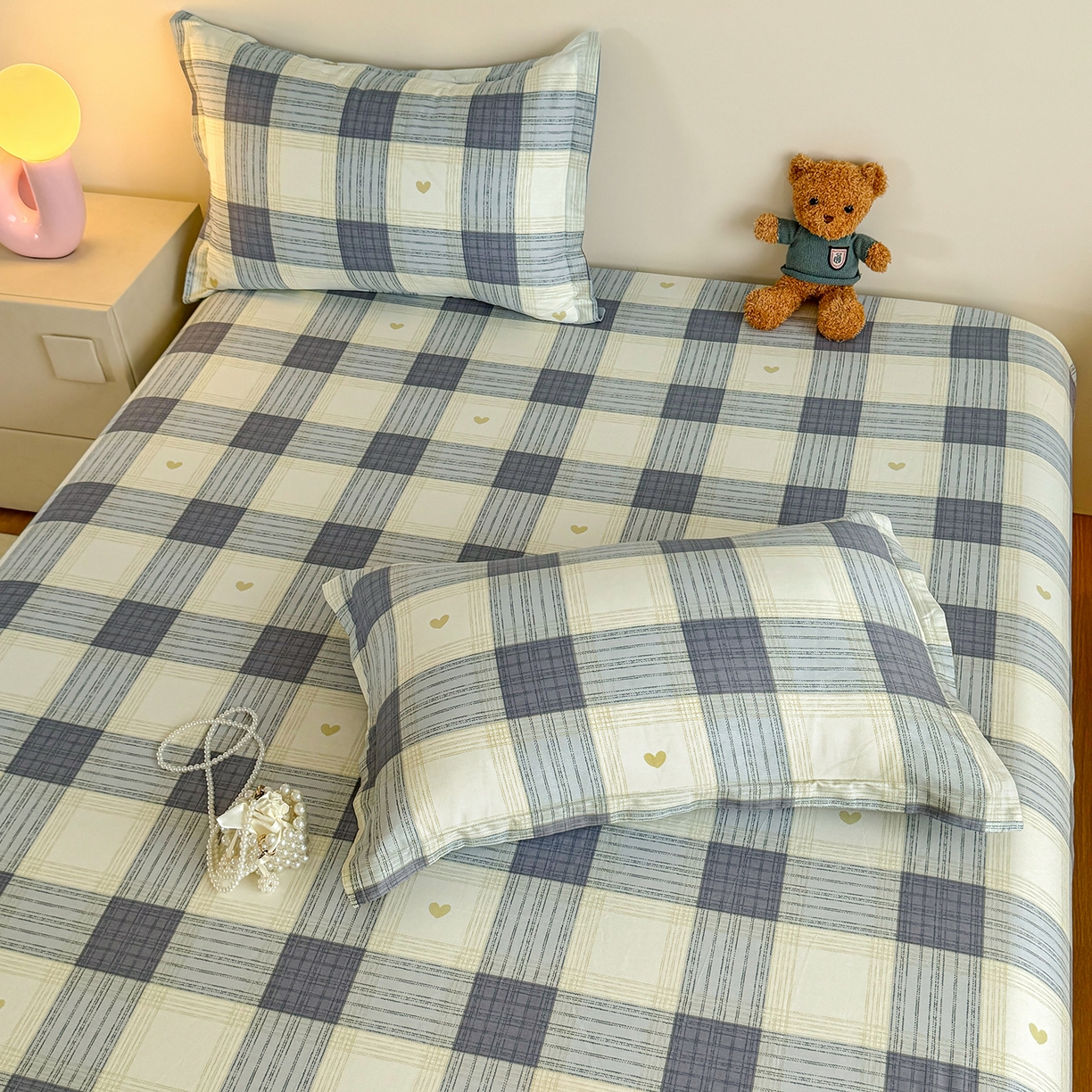 91家纺网 家纺一手货源 找家纺 尚帛 2026新款全棉品质喷气印花爆款四件套 多规格套件 单品系列-单床笠 初心-灰