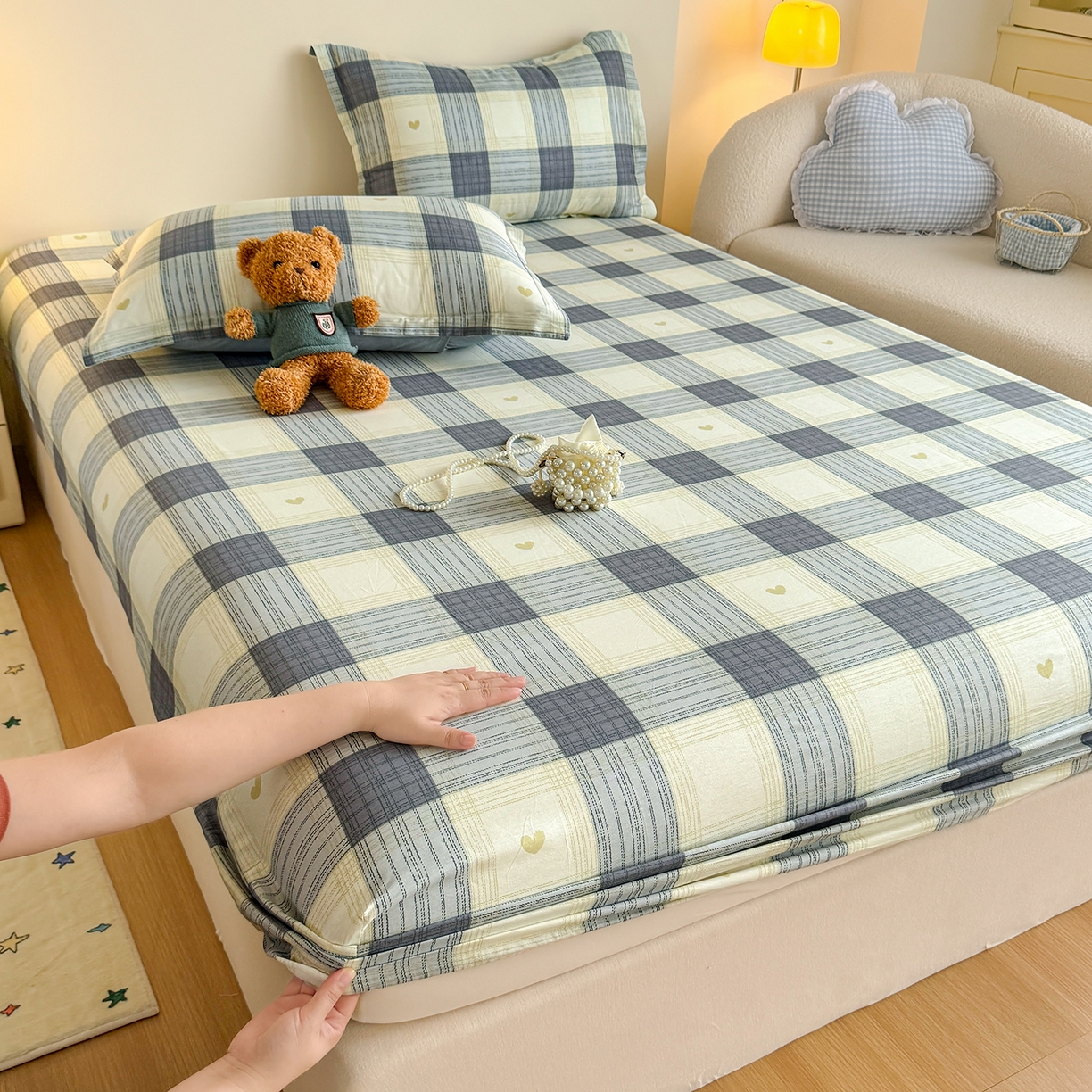 91家纺网 家纺一手货源 找家纺 尚帛 2026新款全棉品质喷气印花爆款四件套 多规格套件 单品系列-单床笠 初心-灰