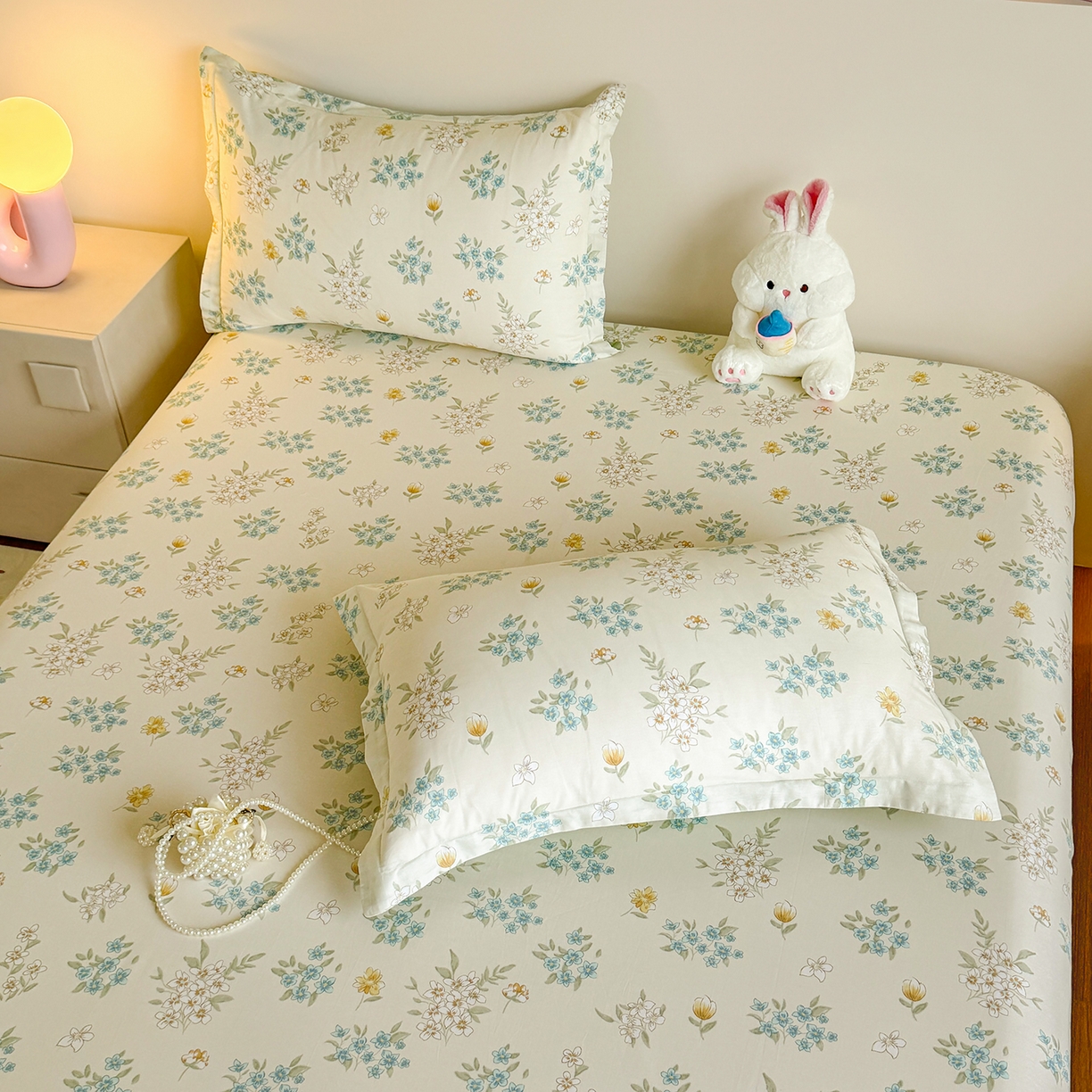 91家纺网 家纺一手货源 找家纺 尚帛 2026新款全棉品质喷气印花爆款四件套 多规格套件 单品系列-单床笠 春漫庭