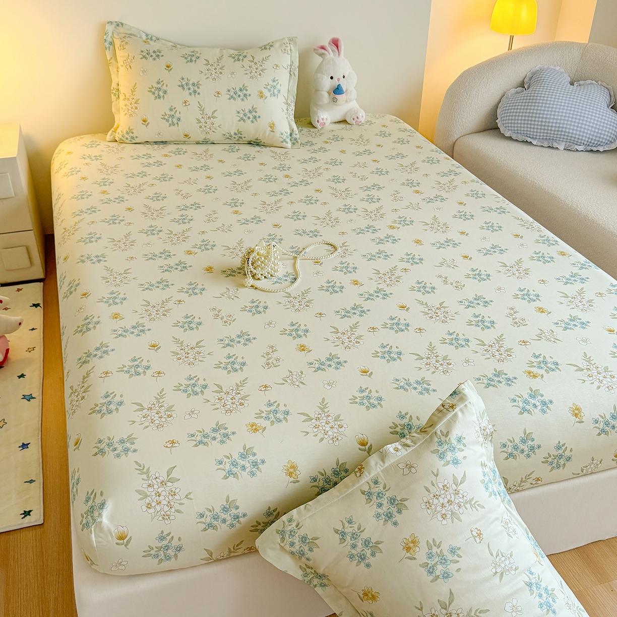 91家纺网 家纺一手货源 找家纺 尚帛 2026新款全棉品质喷气印花爆款四件套 多规格套件 单品系列-单床笠 春漫庭