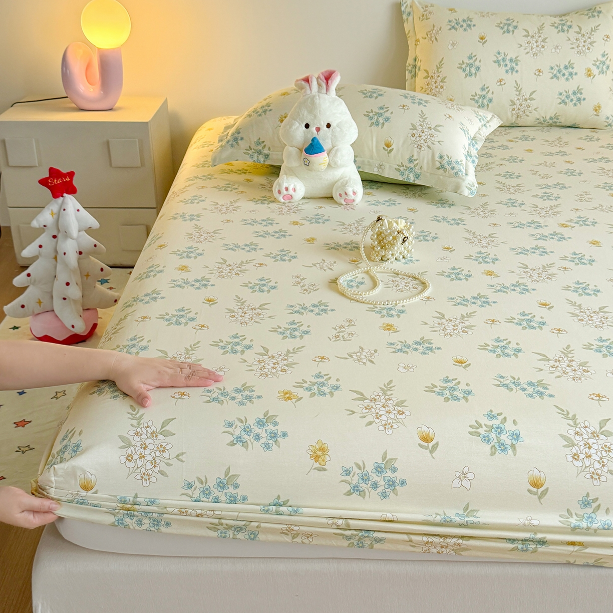 91家纺网 家纺一手货源 找家纺 尚帛 2026新款全棉品质喷气印花爆款四件套 多规格套件 单品系列-单床笠 春漫庭