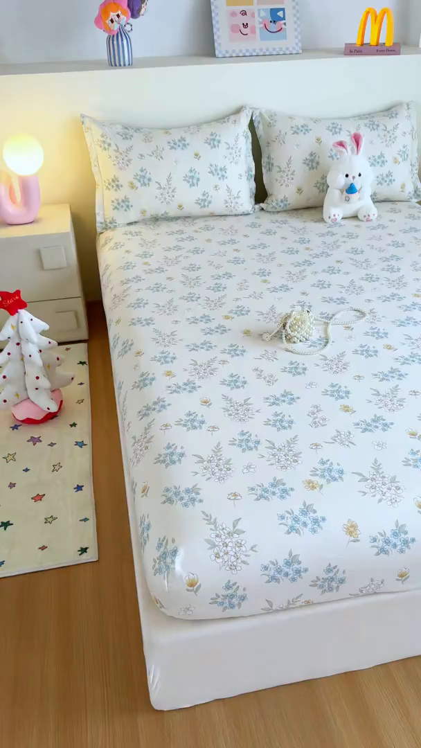 91家纺网 家纺一手货源 找家纺 尚帛 2026新款全棉品质喷气印花爆款四件套 多规格套件 单品系列-单床笠 春漫庭