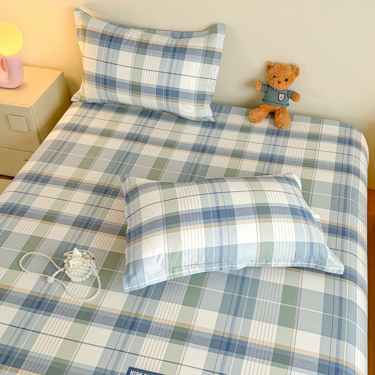 91家纺网 家纺一手货源 找家纺 尚帛 2026新款全棉品质喷气印花爆款四件套 多规格套件 单品系列-单床笠 格兰德-蓝