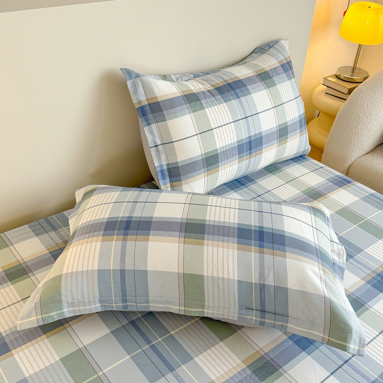 91家纺网 家纺一手货源 找家纺 尚帛 2026新款全棉品质喷气印花爆款四件套 多规格套件 单品系列-单床笠 格兰德-蓝