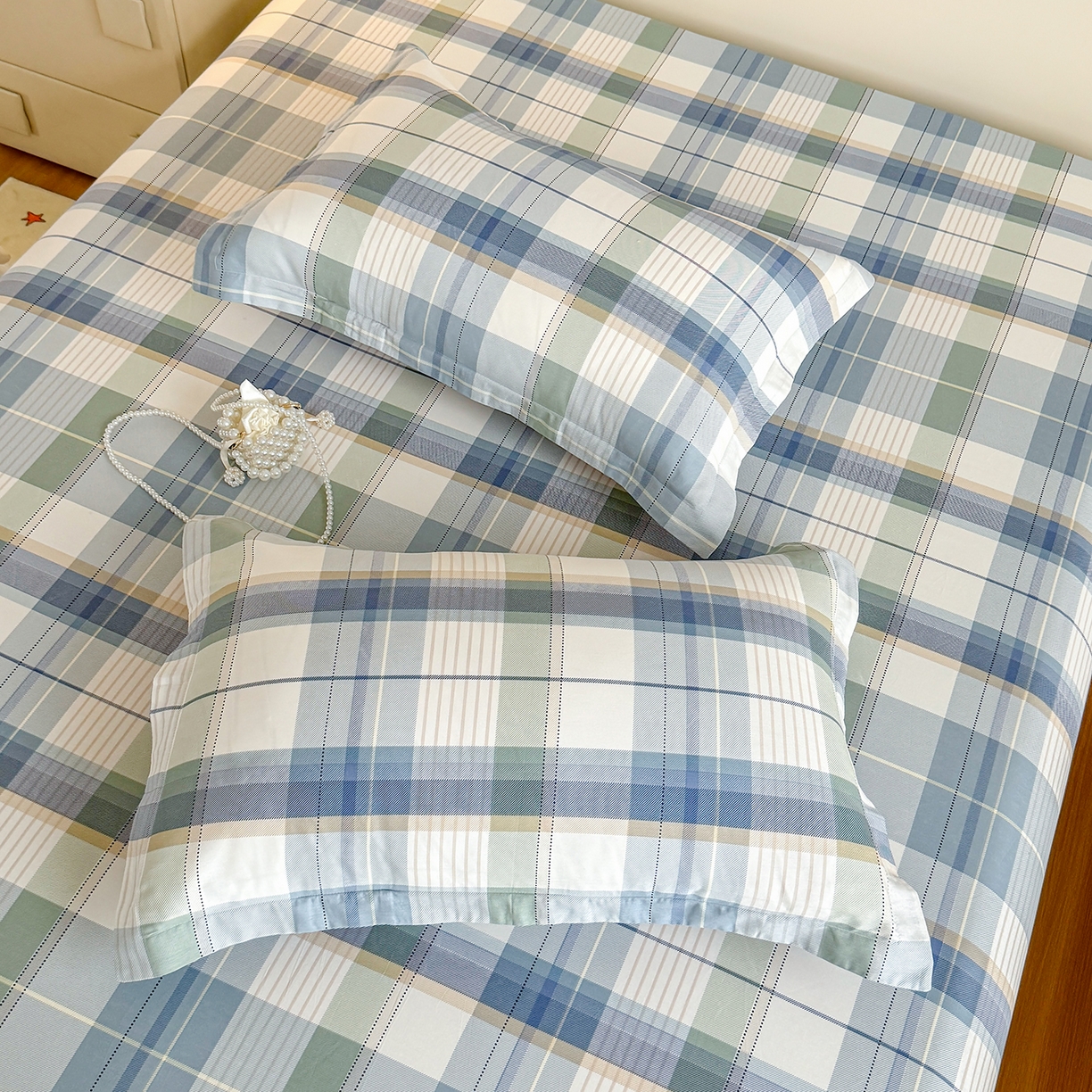 91家纺网 家纺一手货源 找家纺 尚帛 2026新款全棉品质喷气印花爆款四件套 多规格套件 单品系列-单床笠 格兰德-蓝