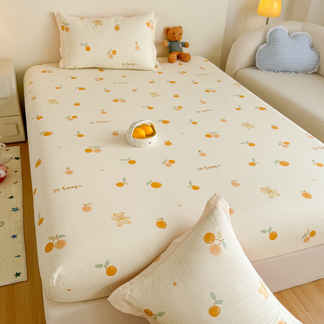 91家纺网 家纺一手货源 找家纺 尚帛 2026新款全棉品质喷气印花爆款四件套 多规格套件 单品系列-单床笠 欢乐碰碰熊