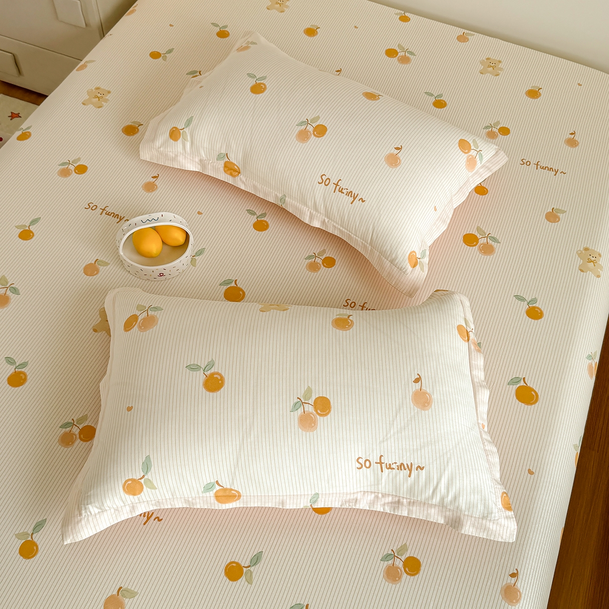 91家纺网 家纺一手货源 找家纺 尚帛 2026新款全棉品质喷气印花爆款四件套 多规格套件 单品系列-单床笠 欢乐碰碰熊