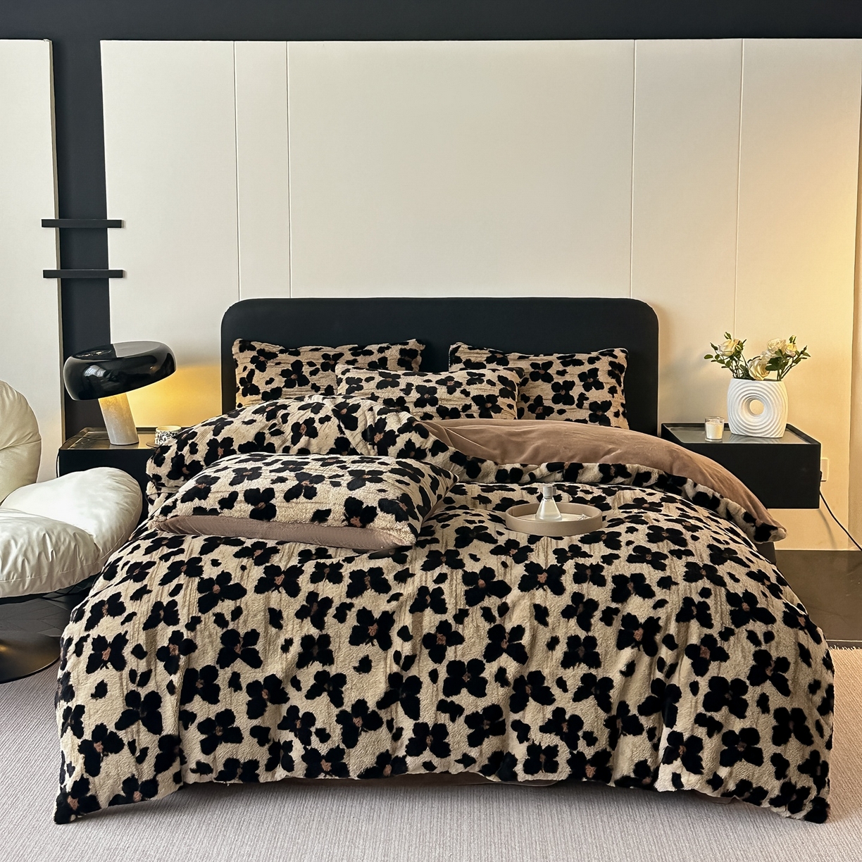 91家纺网 家纺一手货源 找家纺 乐窝家纺仓储 2025新款美拉德复古印花兔毛绒牛奶绒皮草绒床裙款四件套跨境外贸专供 蝴蝶咖