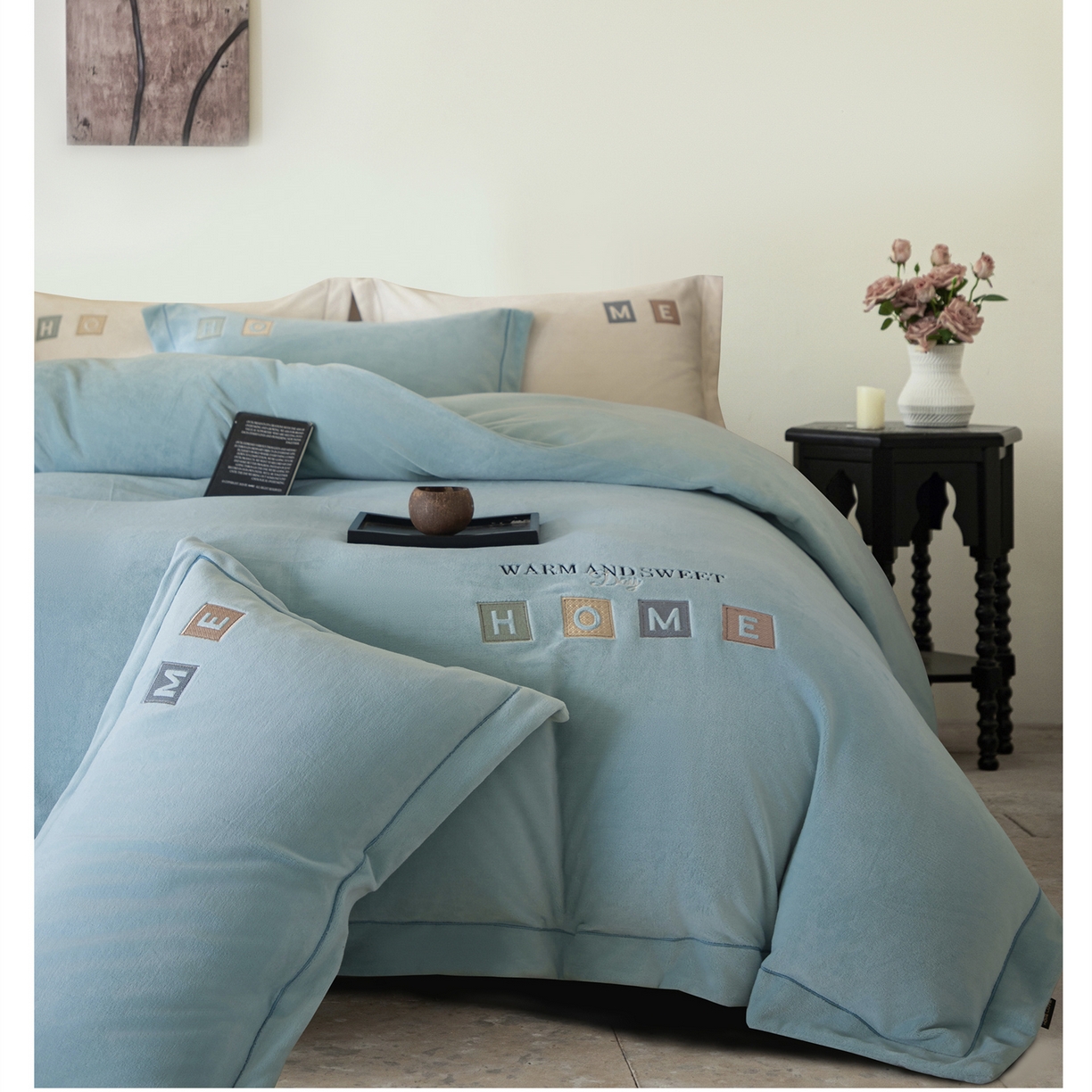 91家纺网 家纺一手货源 找家纺 （总）芯丝路枕业 2025新款牛奶绒四件套-HOME