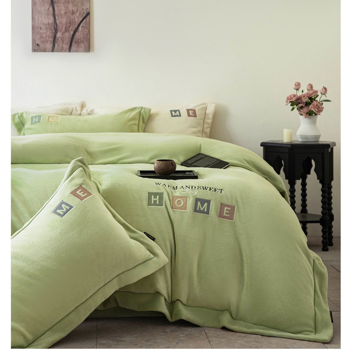 91家纺网 家纺一手货源 找家纺 （总）芯丝路枕业 2025新款牛奶绒四件套-HOME