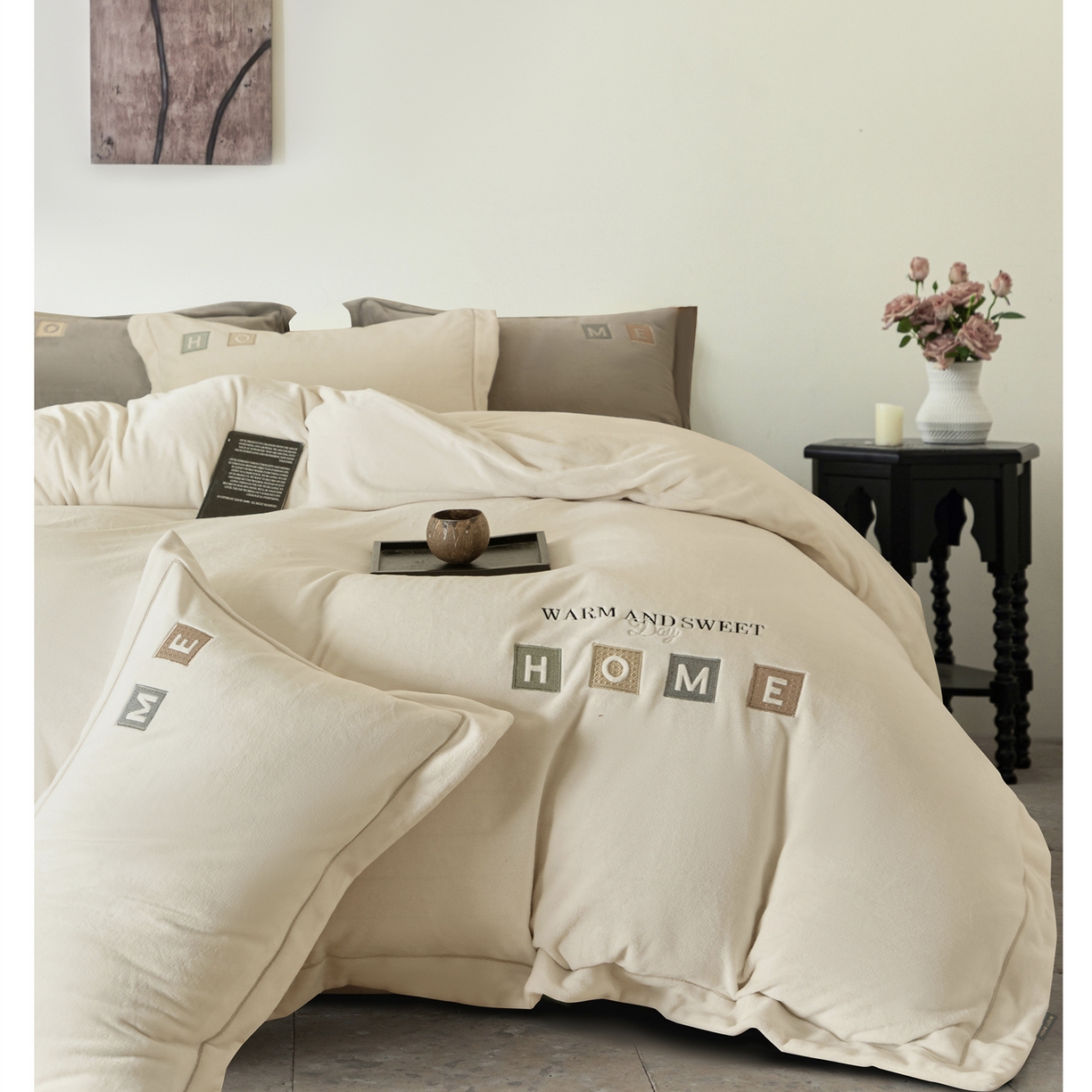 91家纺网 家纺一手货源 找家纺 （总）芯丝路枕业 2025新款牛奶绒四件套-HOME