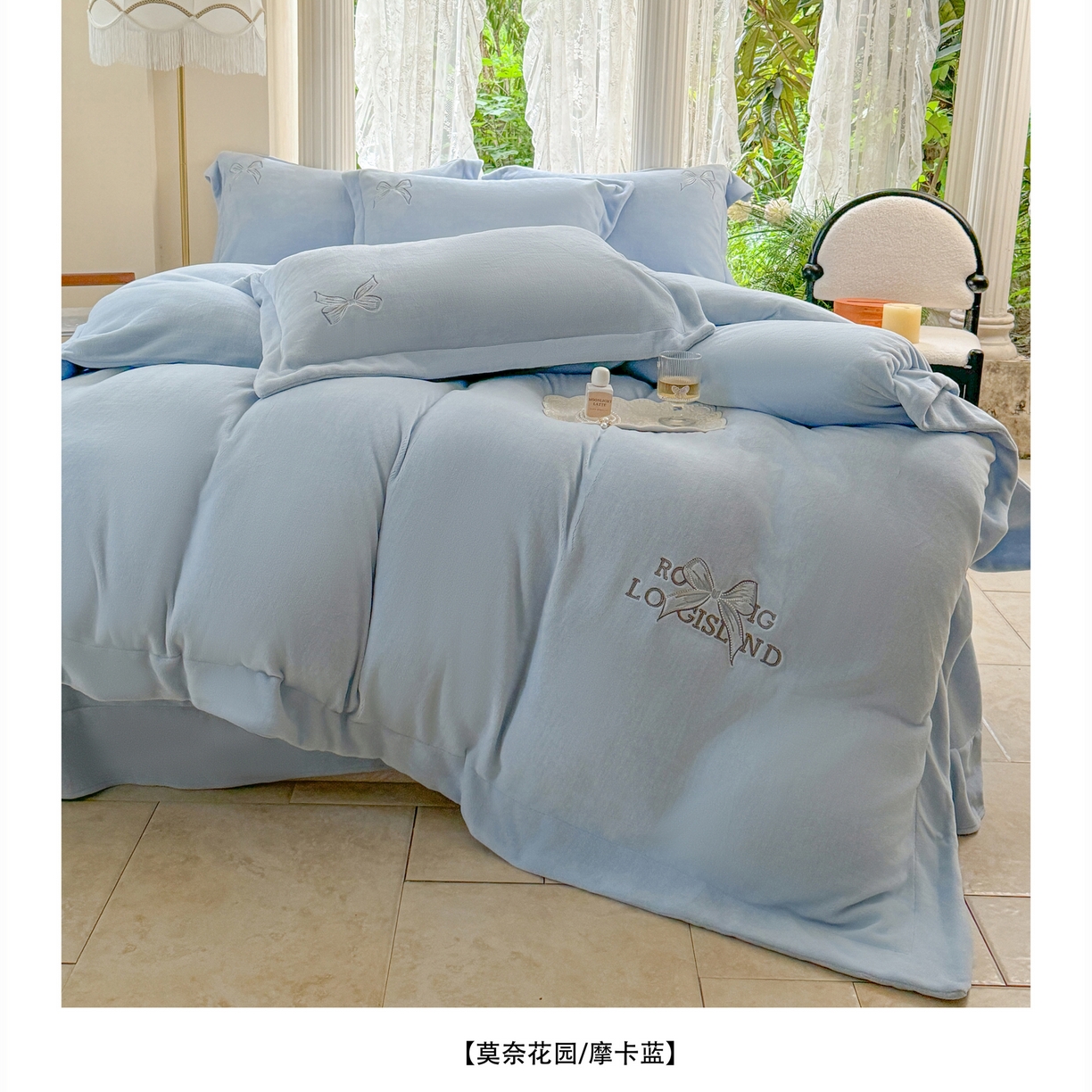 91家纺网 家纺一手货源 找家纺 （总）芯丝路枕业 2025新款牛奶绒四件套-莫奈花园