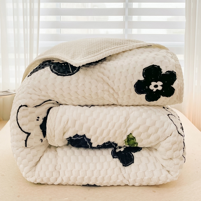 91家纺网 家纺一手货源 找家纺 熙宴家纺 2025新款可拆卸冬被被套+被芯二合一可拆洗豆豆绒棉花被子被芯 幸运花