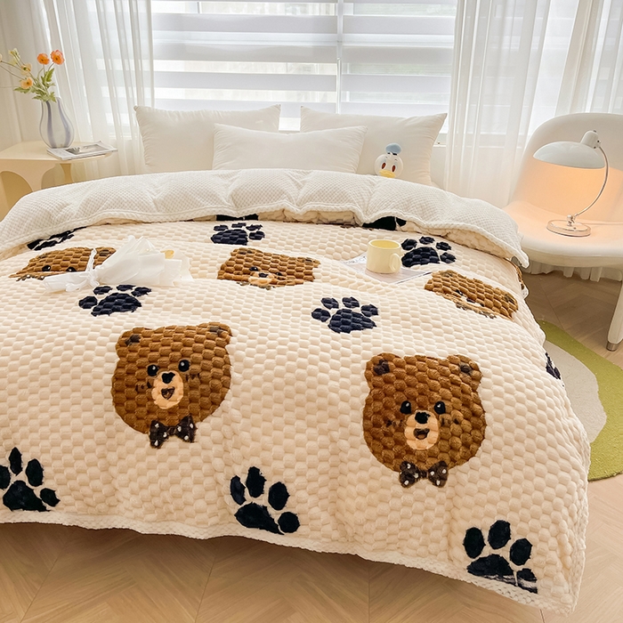 91家纺网 家纺一手货源 找家纺 熙宴家纺 2025新款可拆卸冬被被套+被芯二合一可拆洗豆豆绒棉花被子被芯 大脚熊