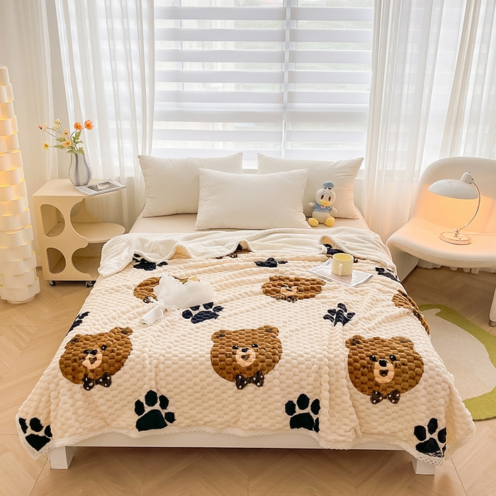 91家纺网 家纺一手货源 找家纺 熙宴家纺 2025新款可拆卸冬被被套+被芯二合一可拆洗豆豆绒棉花被子被芯 大脚熊