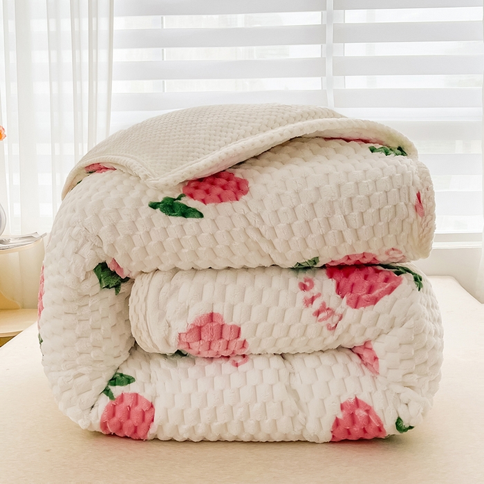 熙宴家纺 2025新款可拆卸冬被被套+被芯二合一可拆洗豆豆绒棉花被子被芯 粉朵朵花