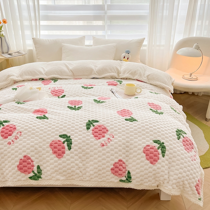 91家纺网 家纺一手货源 找家纺 熙宴家纺 2025新款可拆卸冬被被套+被芯二合一可拆洗豆豆绒棉花被子被芯 粉朵朵花