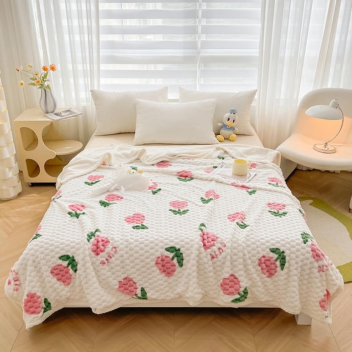 91家纺网 家纺一手货源 找家纺 熙宴家纺 2025新款可拆卸冬被被套+被芯二合一可拆洗豆豆绒棉花被子被芯 粉朵朵花