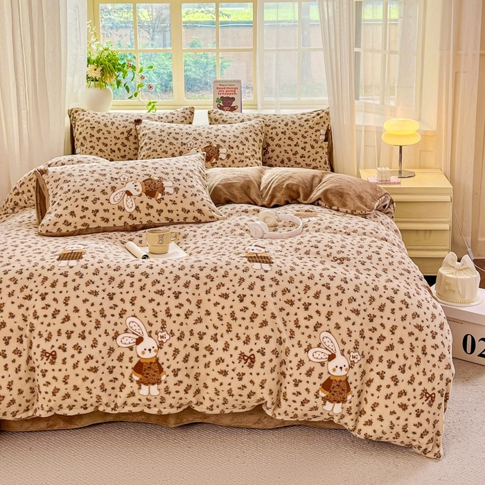 91家纺网 家纺一手货源 找家纺 （总）斯卡诺家纺 2025斯卡诺新款镂空全棉花边水洗棉四件套皱皱棉双层纱四件套