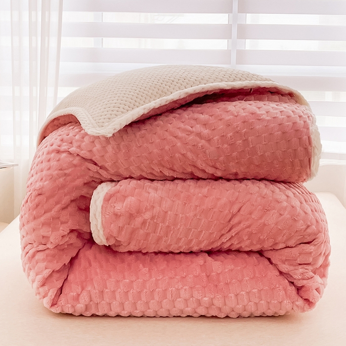 熙宴家纺 2025新款可拆卸冬被被套+被芯二合一可拆洗豆豆绒棉花被子被芯 粉色
